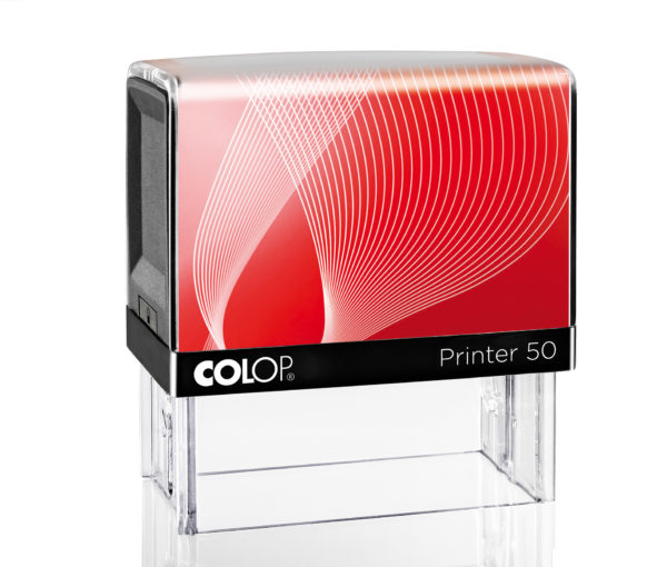 Colop Printer 50 - kompletní razítko (30 x 69 mm) Barva těla razítka a otisku (polštářku): červená